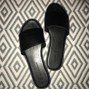 Black Studded Slides